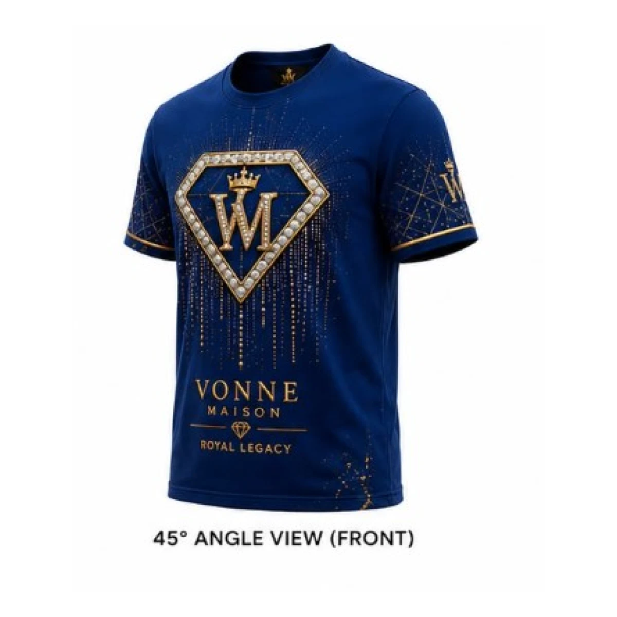 Royal Legacy Diamond Crest Tee (Royal Blue) — three-quarter front