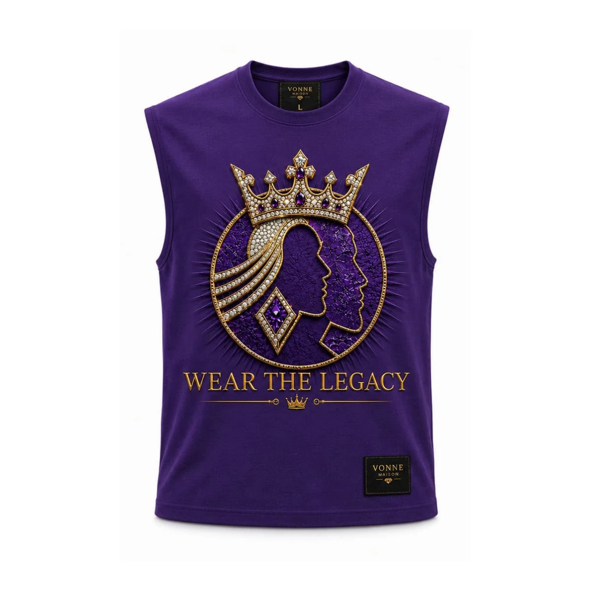 Royal Legacy Sleeveless Tee (Purple Edition) — front view