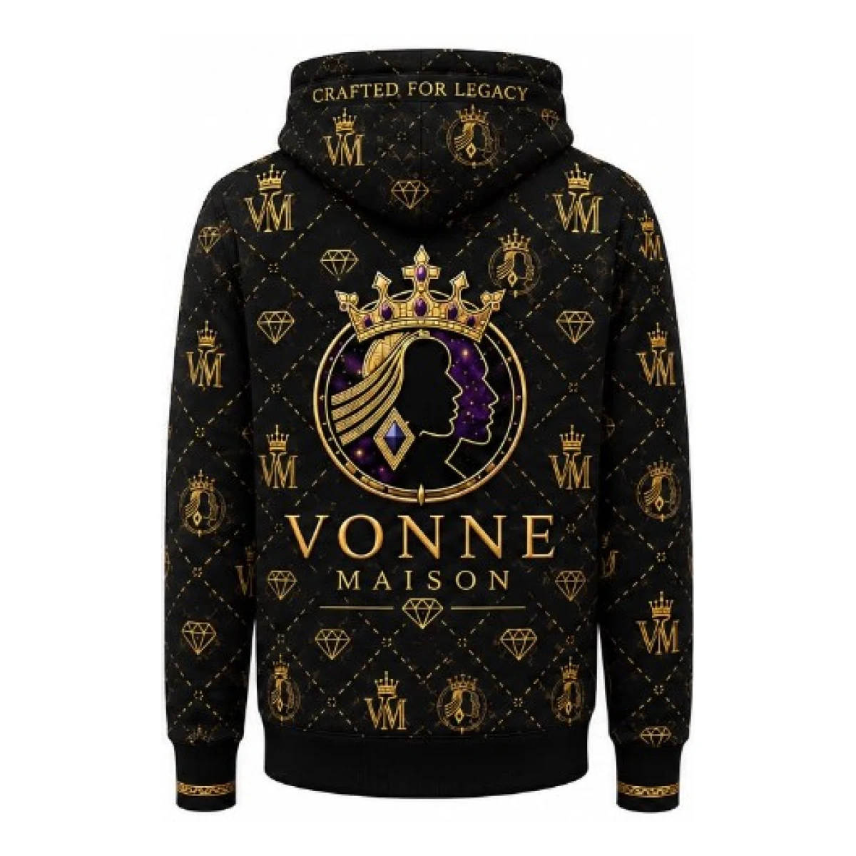 Royal Monogram Quilted Hoodie — back view