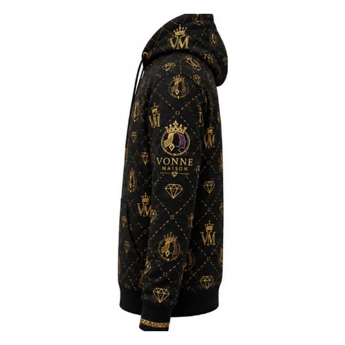 Royal Monogram Quilted Hoodie — side view