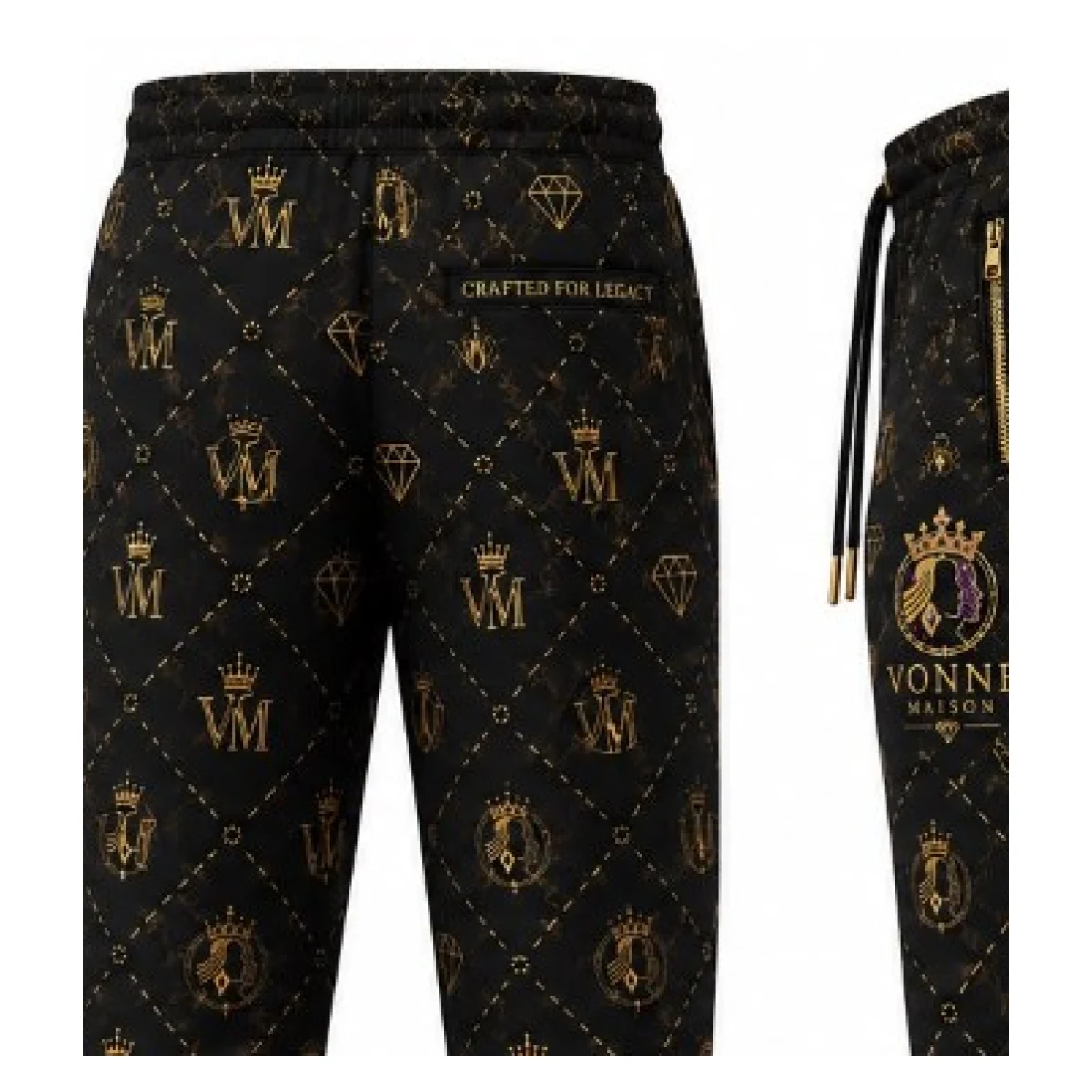 Royal Monogram Quilted Joggers — back view