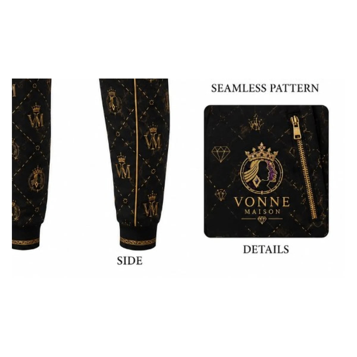 Royal Monogram Quilted Joggers — pocket detail