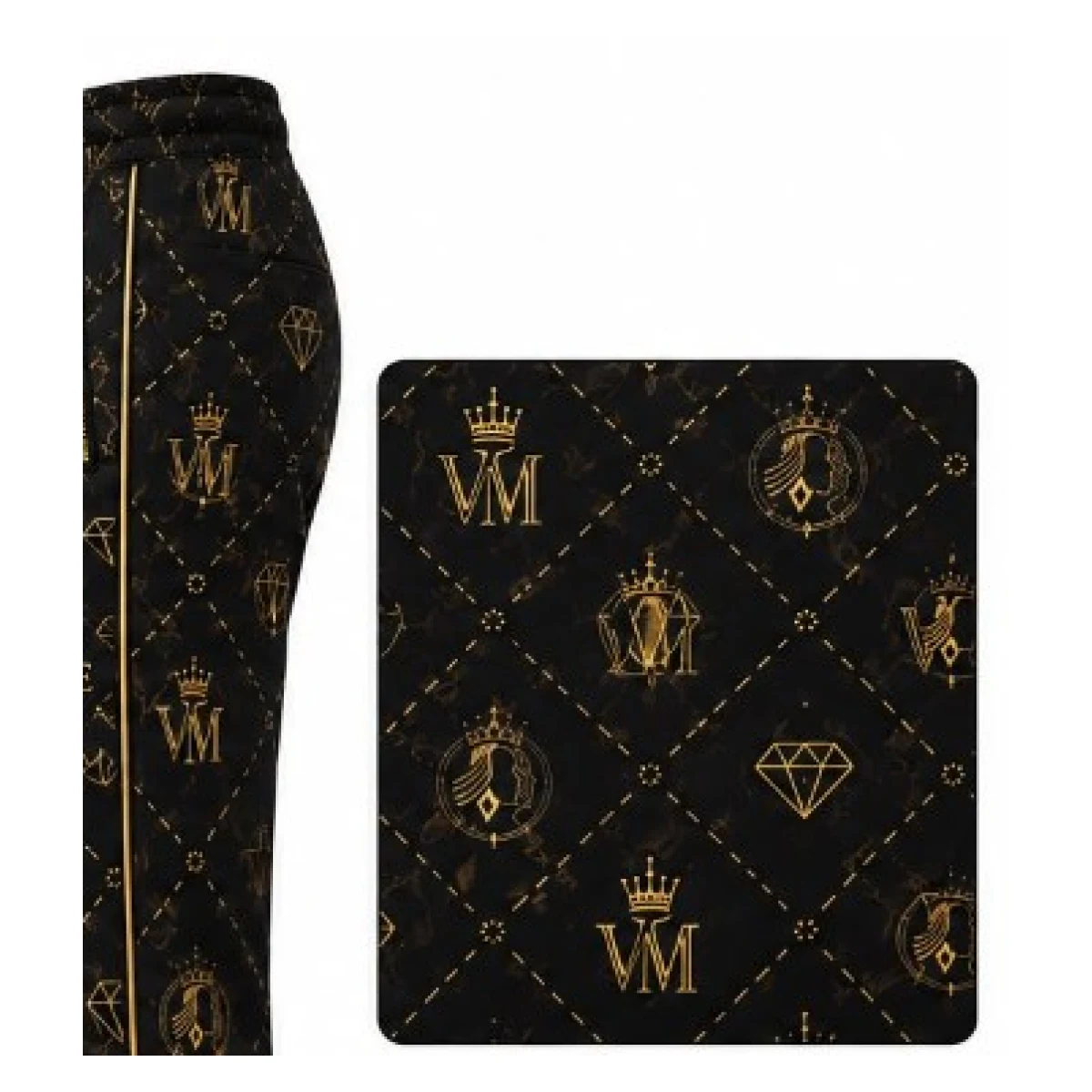 Royal Monogram Quilted Joggers — side view